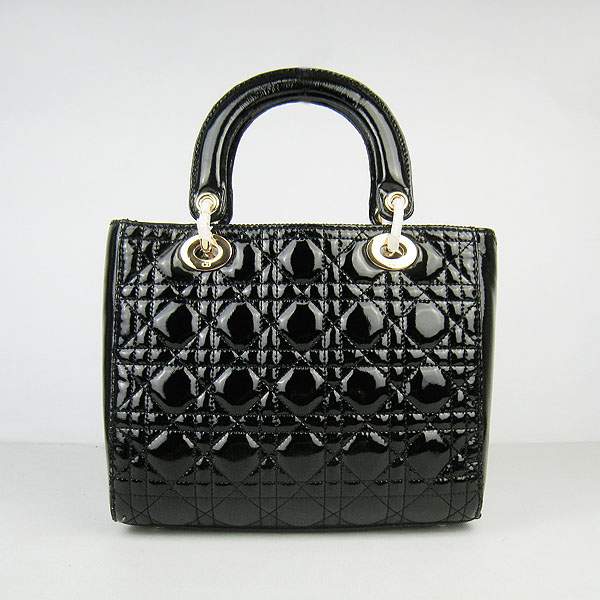 Christian Dior 1887 Patent Leather Shoulder Bag-Black